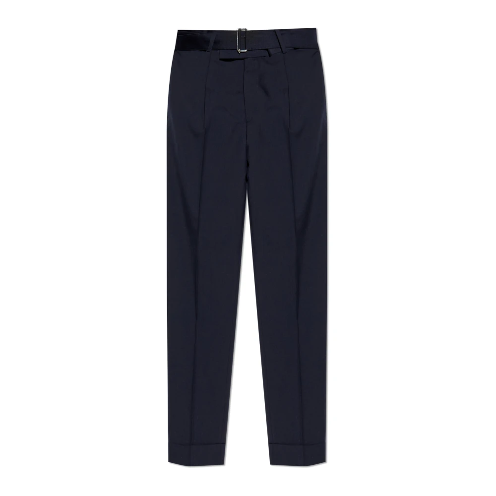 Officine Générale Men's Blue Suit Trousers, L, Wool Creased Trousers Hugo