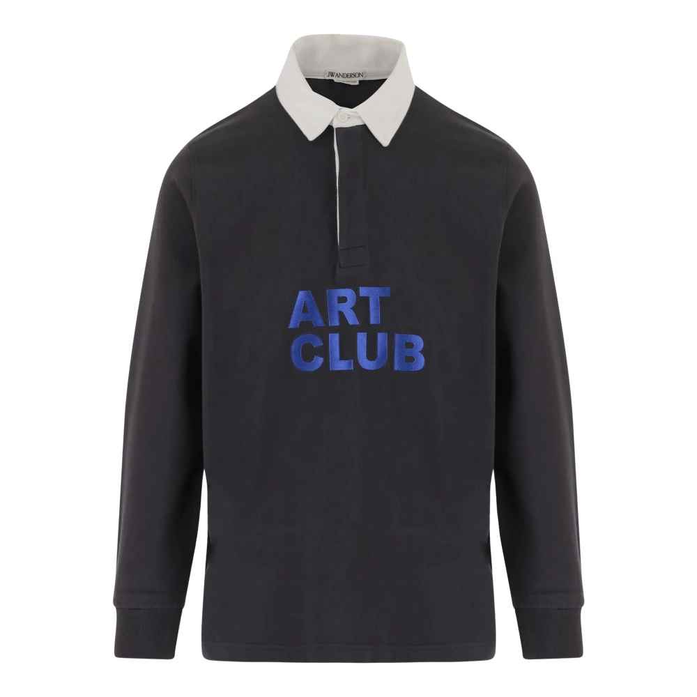 Jw Anderson Men's Black Art Club Rugby Polo Top