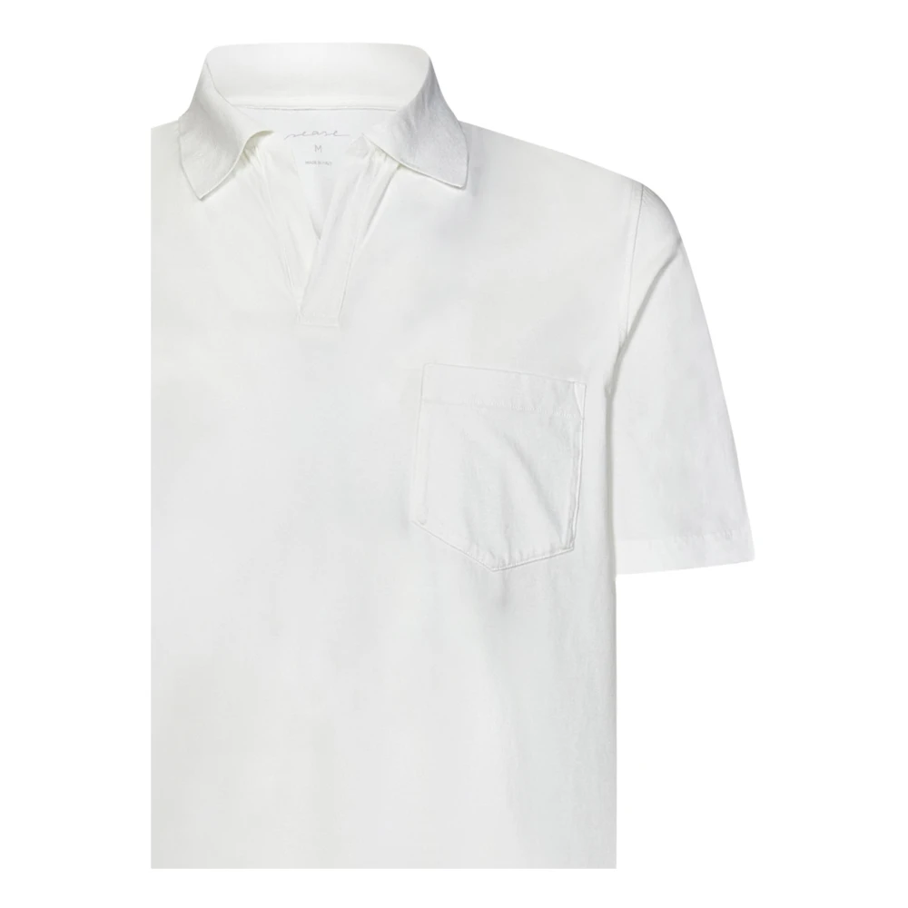 Sease Witte Geribbelde Polo T-shirt White Heren
