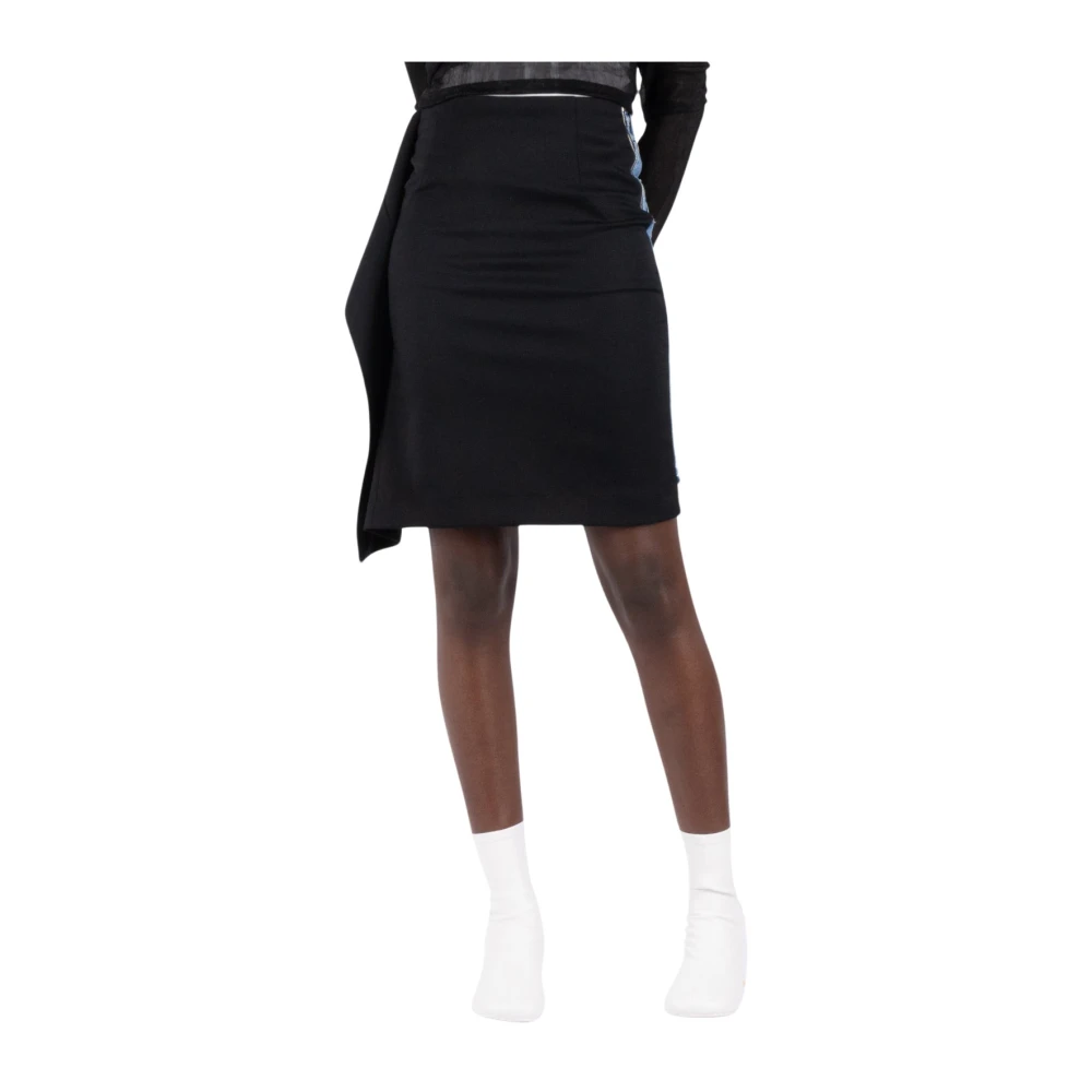 MM6 Maison Margiela Denim Bicolor Midi Rok Black Dames