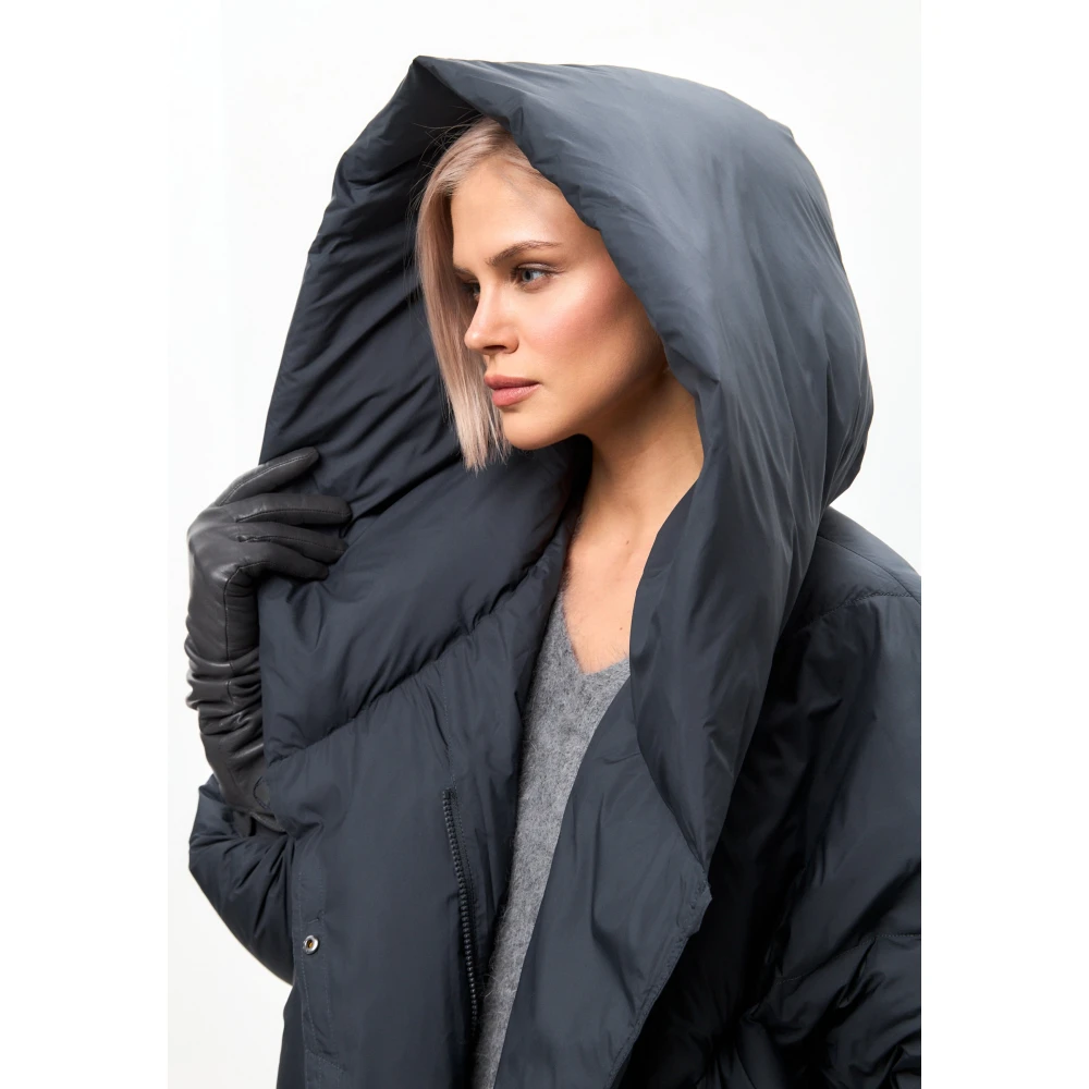 Cesare Gaspari Oversized Hood Quilted Puffer Coat Grijs Gray Dames