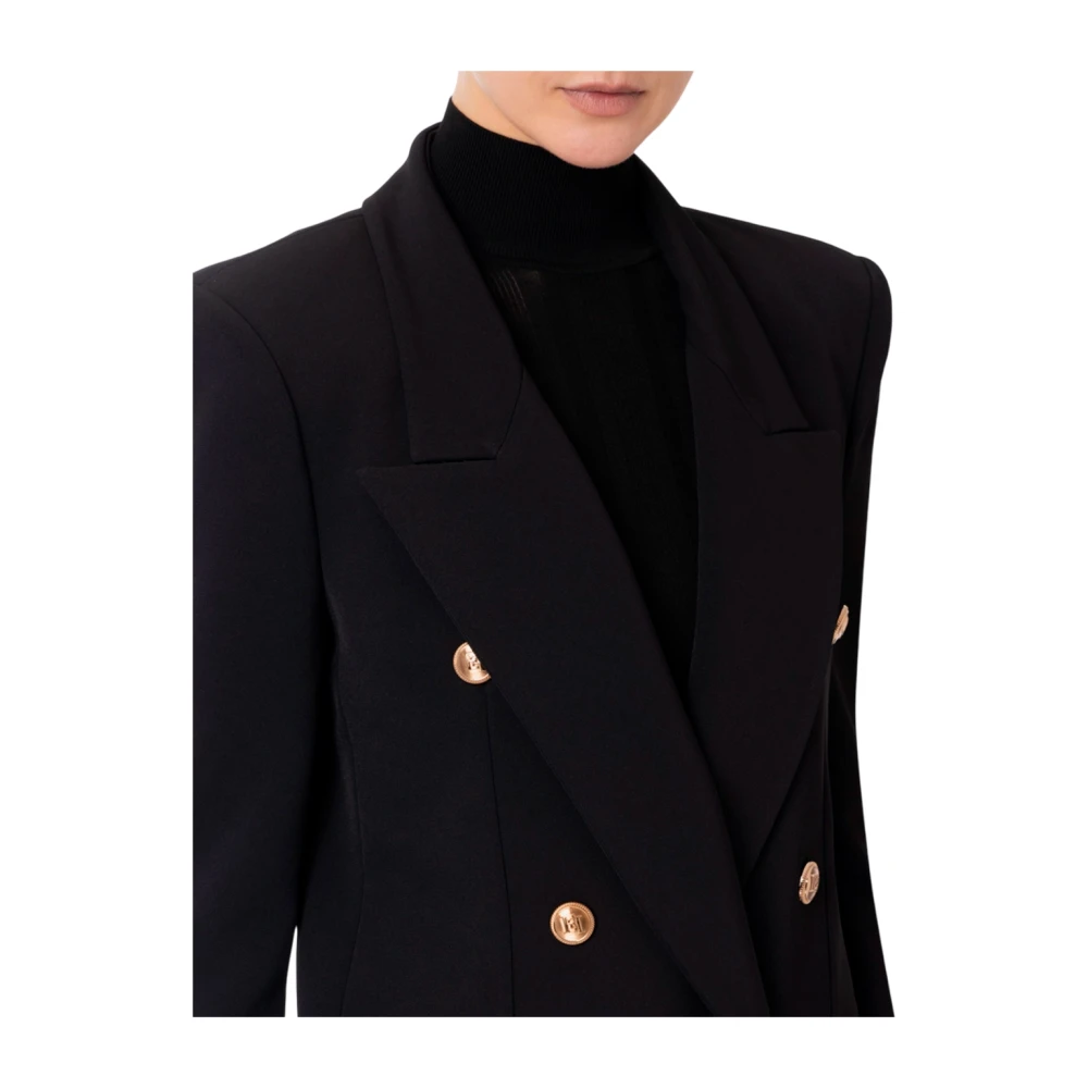 Elisabetta Franchi Double-Breasted Stretch Crepe Blazer Black Dames