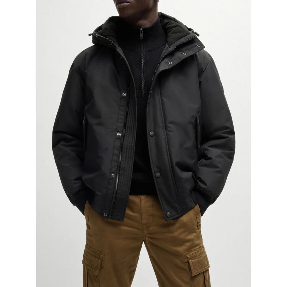 Hugo Boss Zwarte Casual Parka met Capuchon Black Heren