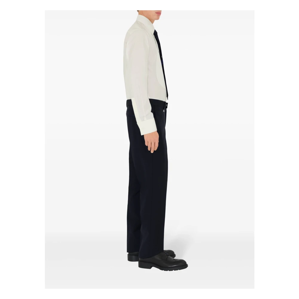 Burberry Blauwe Wol Slim Fit Broek Blue Heren