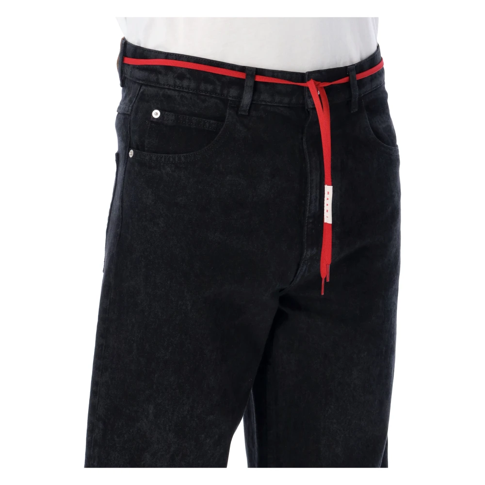 Marni Zwarte Wijde Denim Jeans Aw24 Black Heren