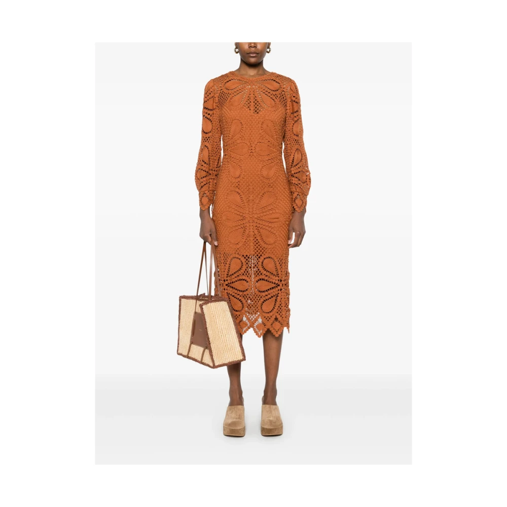 BA&SH Terracotta Bruine Jurk met Lange Mouwen Brown Dames