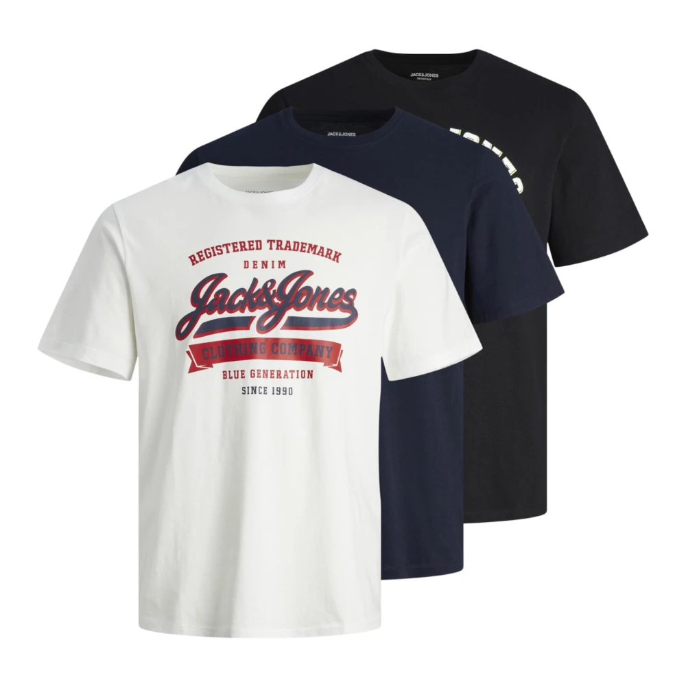Jack & jones Logo Print T-Shirt 3 Pack Multicolor Heren
