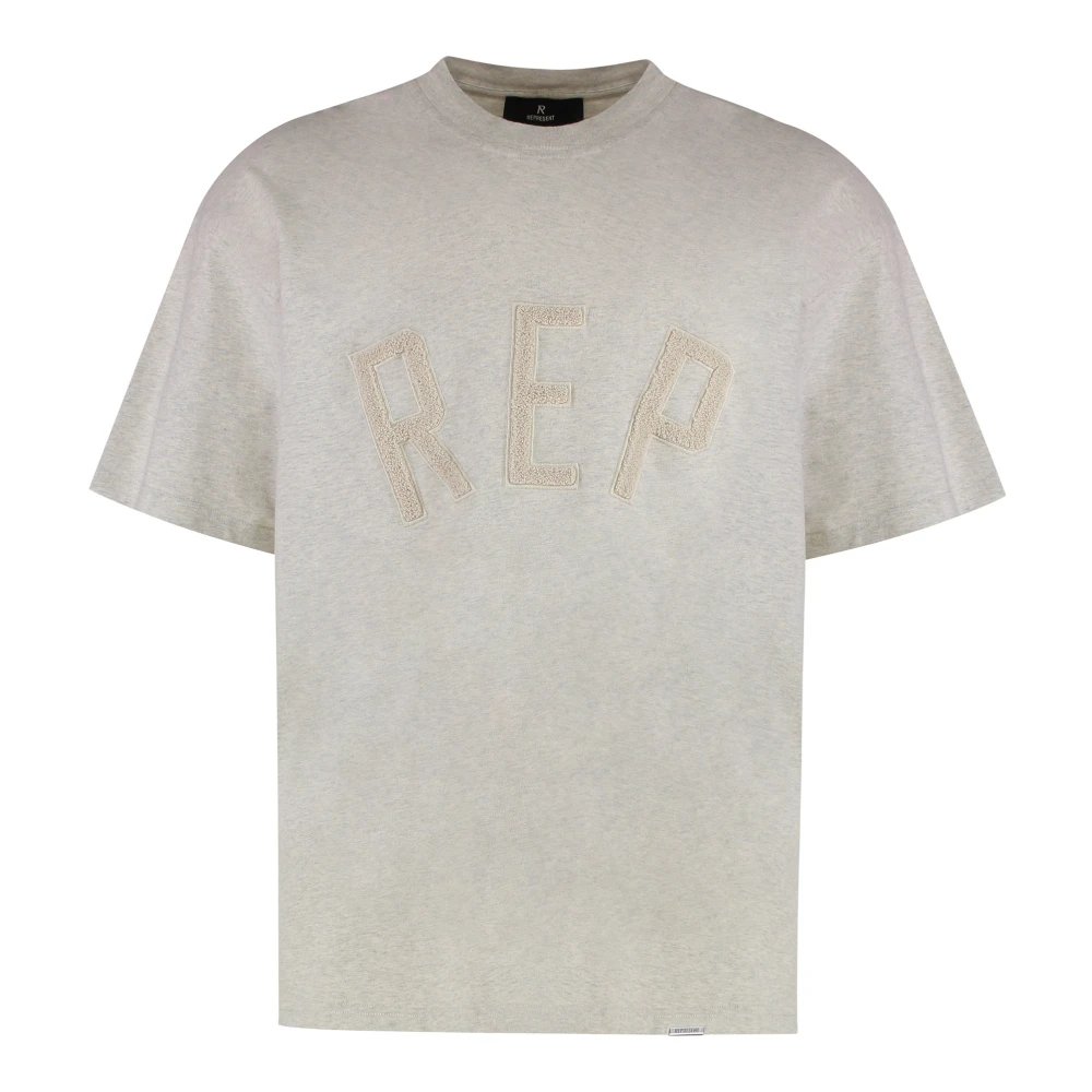 Represent Men's Gray Ribbed Cotton Crew-Neck T-Shirt