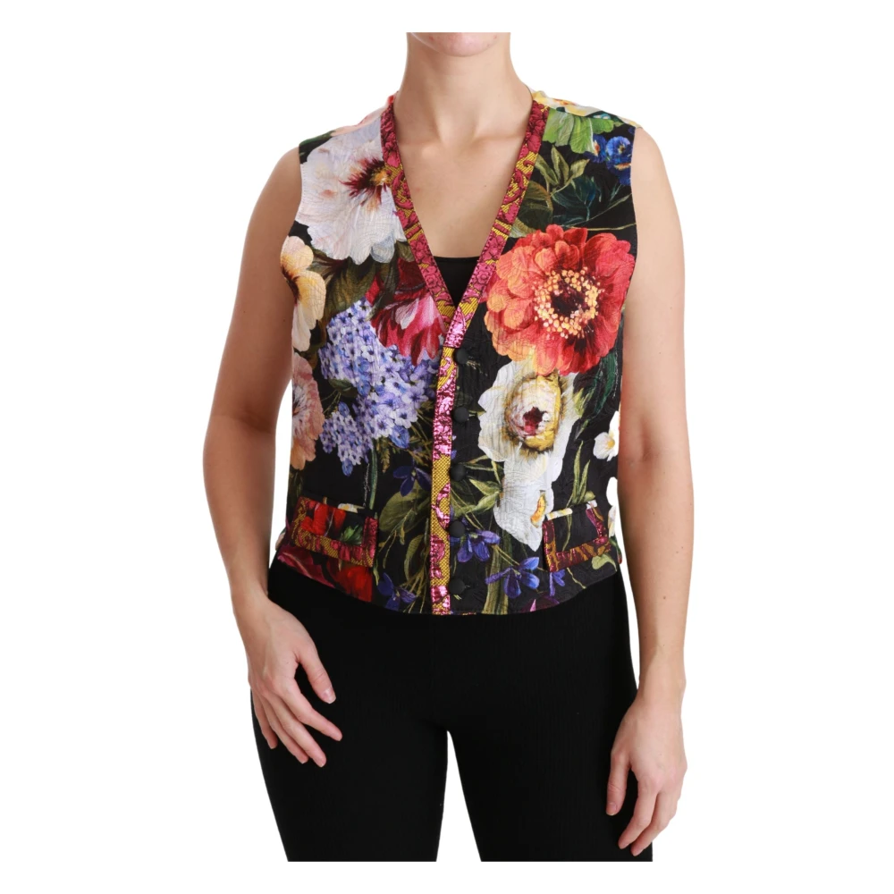 Dolce & Gabbana Women's Multicolor Floral Brocade Sleeveless Vest