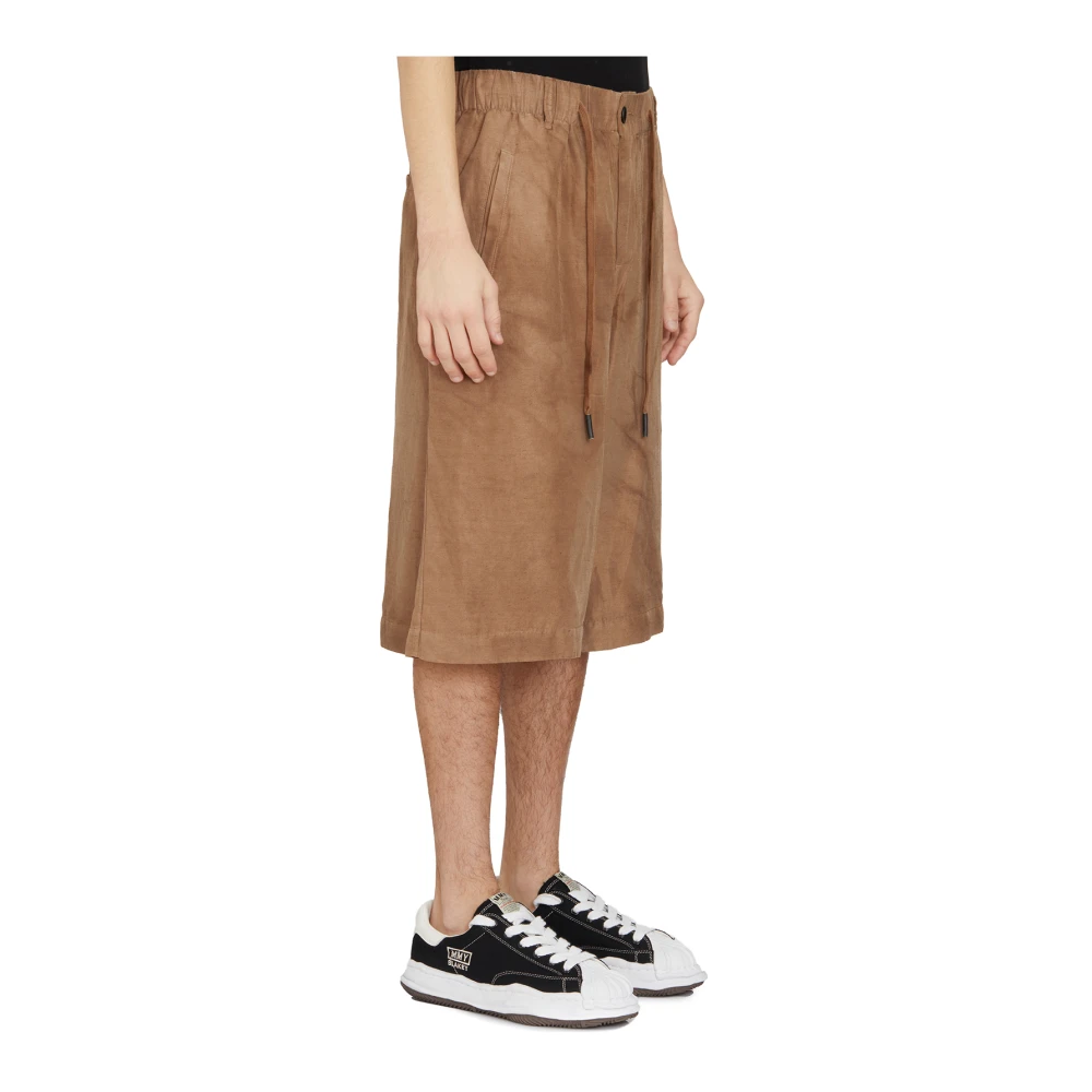 Andrea Ya aqov Viscose Linnen Bermuda Shorts Beige Heren