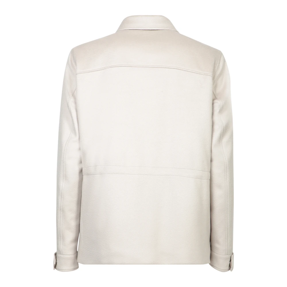 Herno Elegante Ivoorkleurige Kasjmier Jas White Heren