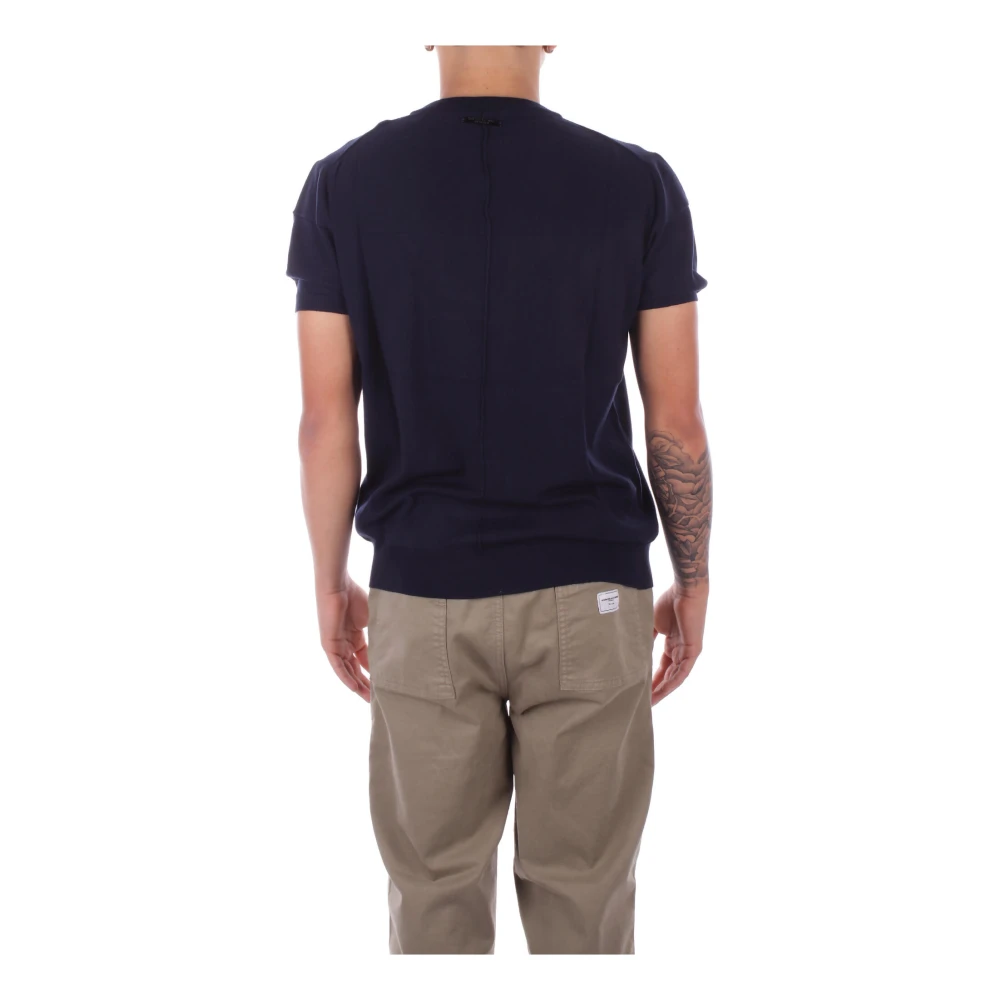 Costume National Blauwe Logo Trui Slim Fit Blue Heren