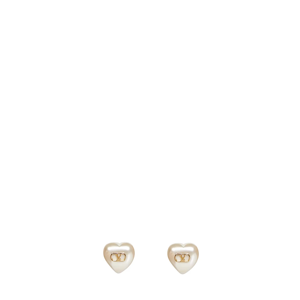 Valentino Garavani Pendientes De Corazón Vlogo Accessories Mujer Beige  Pendientes De Corazón Vlogo
