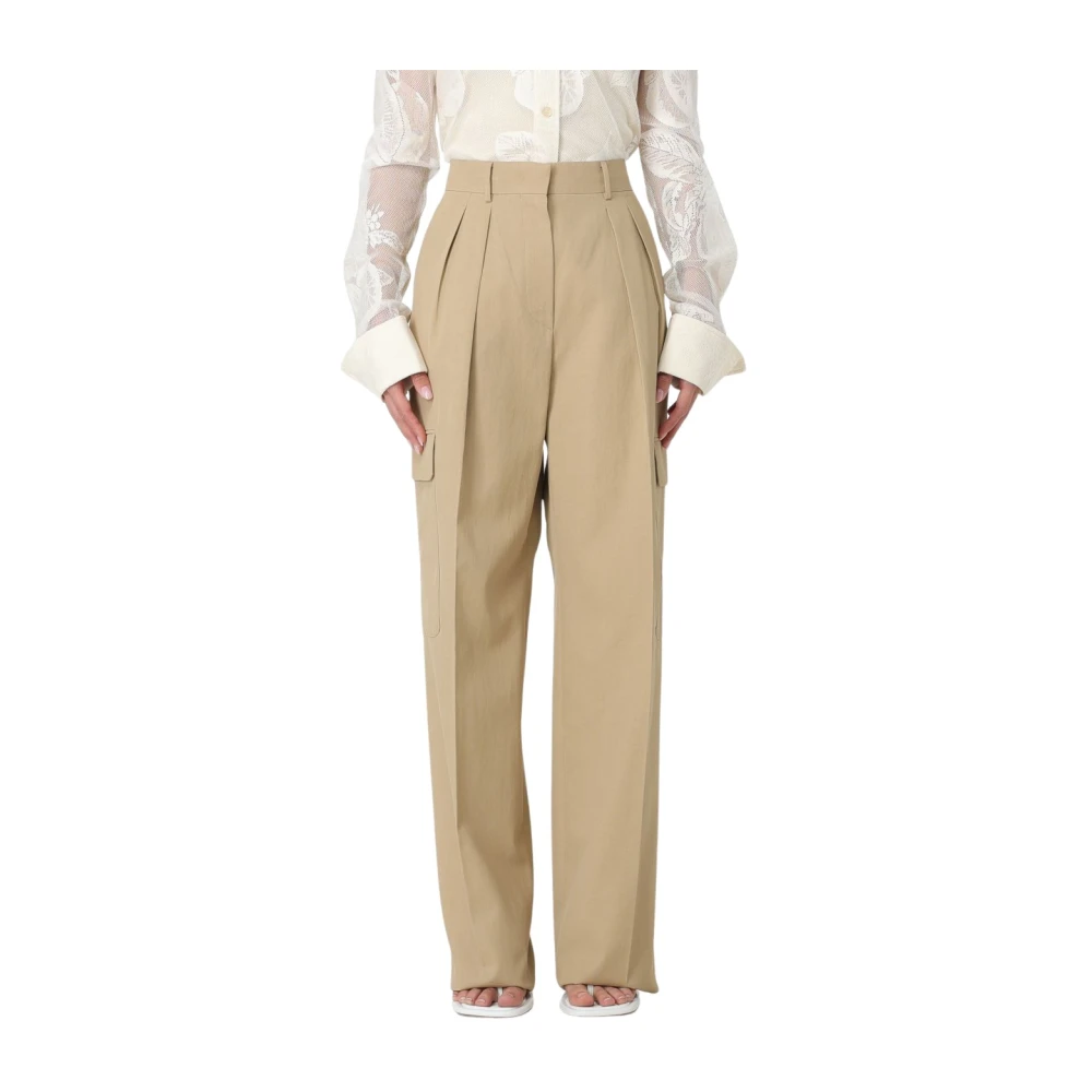 SPORTMAX Beige Regular Fit Broek met Achterzakken Beige Dames