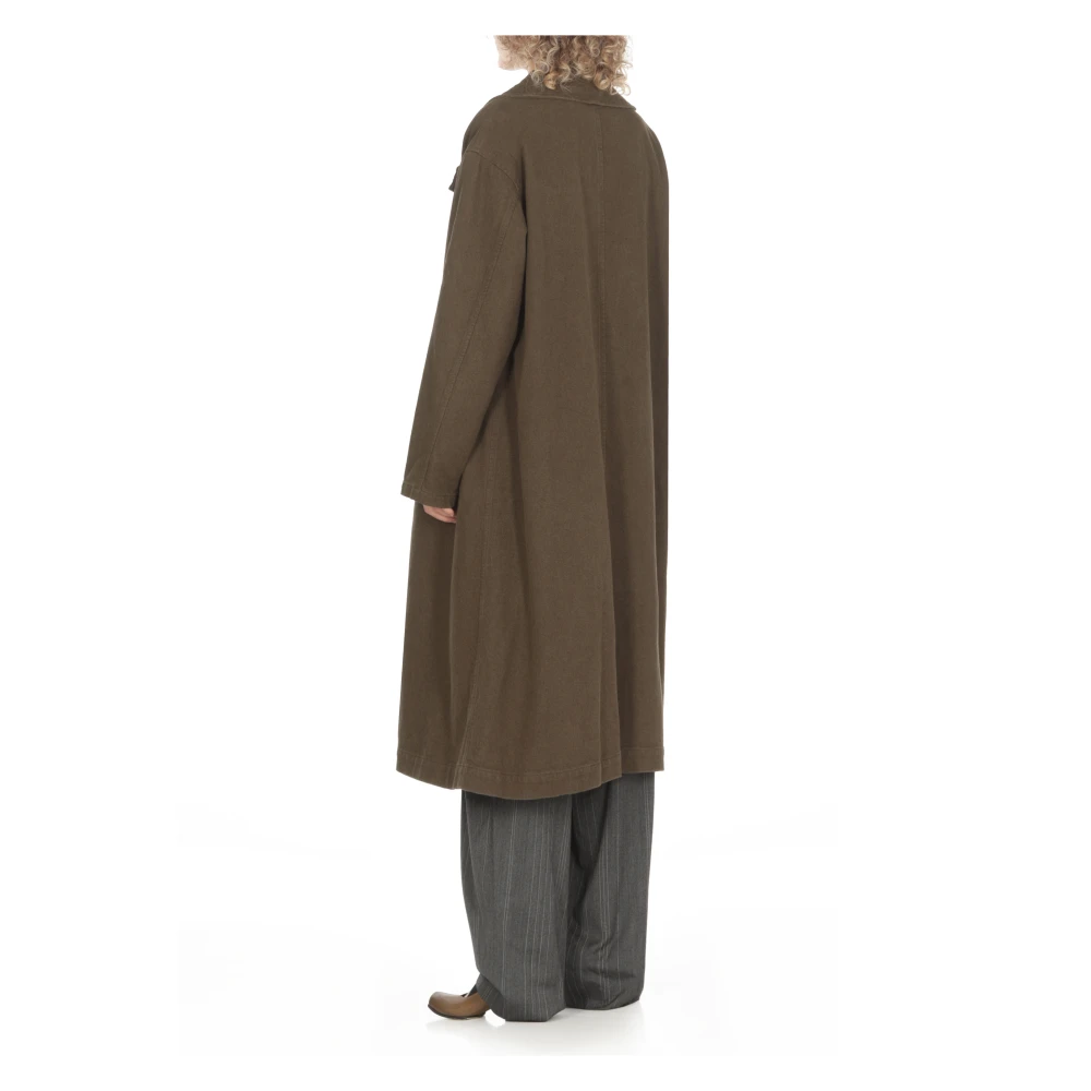 Y-3 Bruine Katoenen Linnen Jas Vrouw Brown Dames