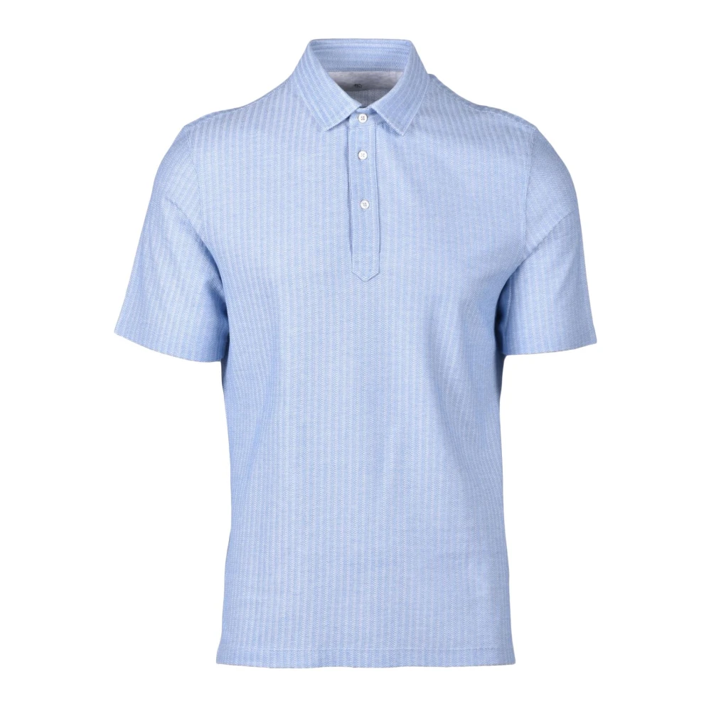 BRUNELLO CUCINELLI Zijde Blend Polo Shirt Blue Heren