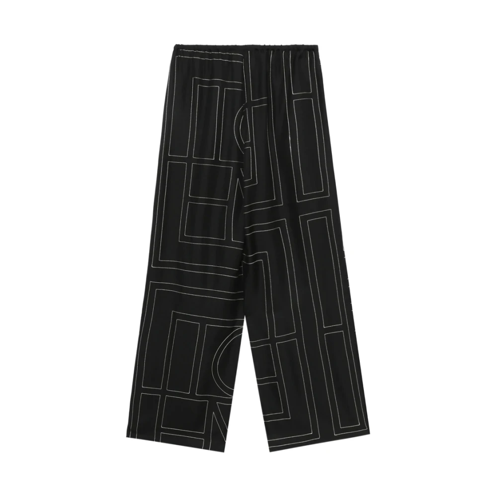 Totême Women's Black Monogram Geometric Trousers - Wide Trousers - M - Trousers