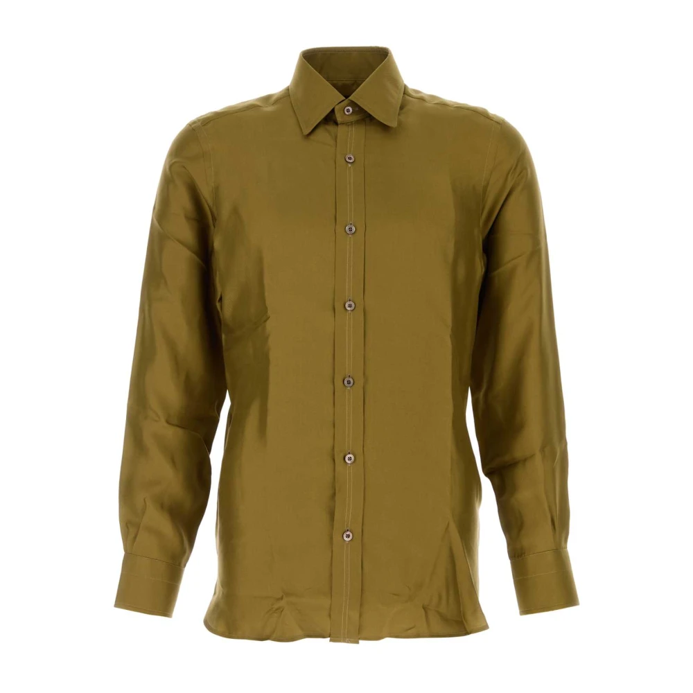 Tom Ford Zijden Olijfgroene Shirt Green Heren