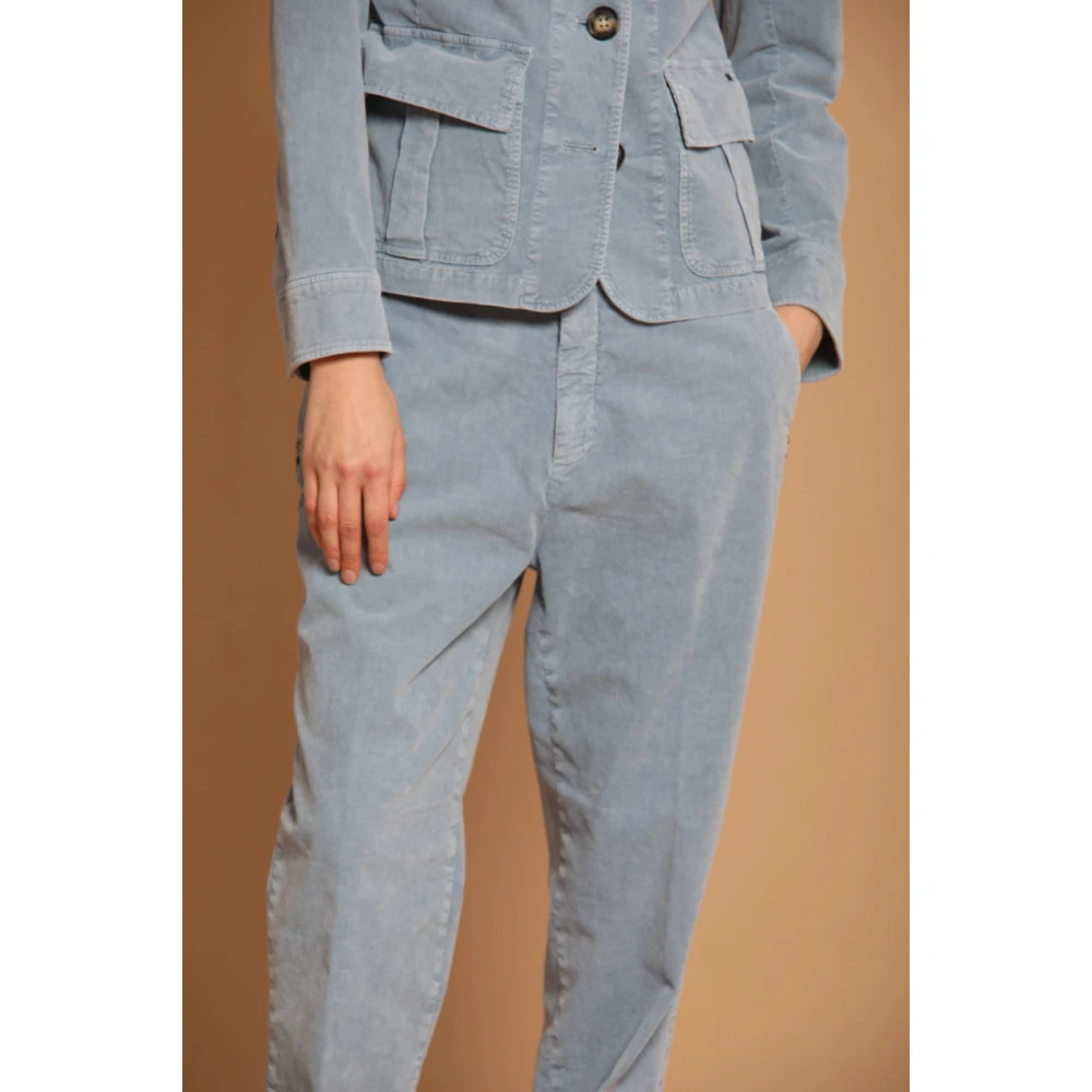 Mason's Velours Gestreepte Relaxte Pasvorm Chino Broek Blue Dames