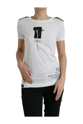 Rose Print Crewneck Bomull T-shirt