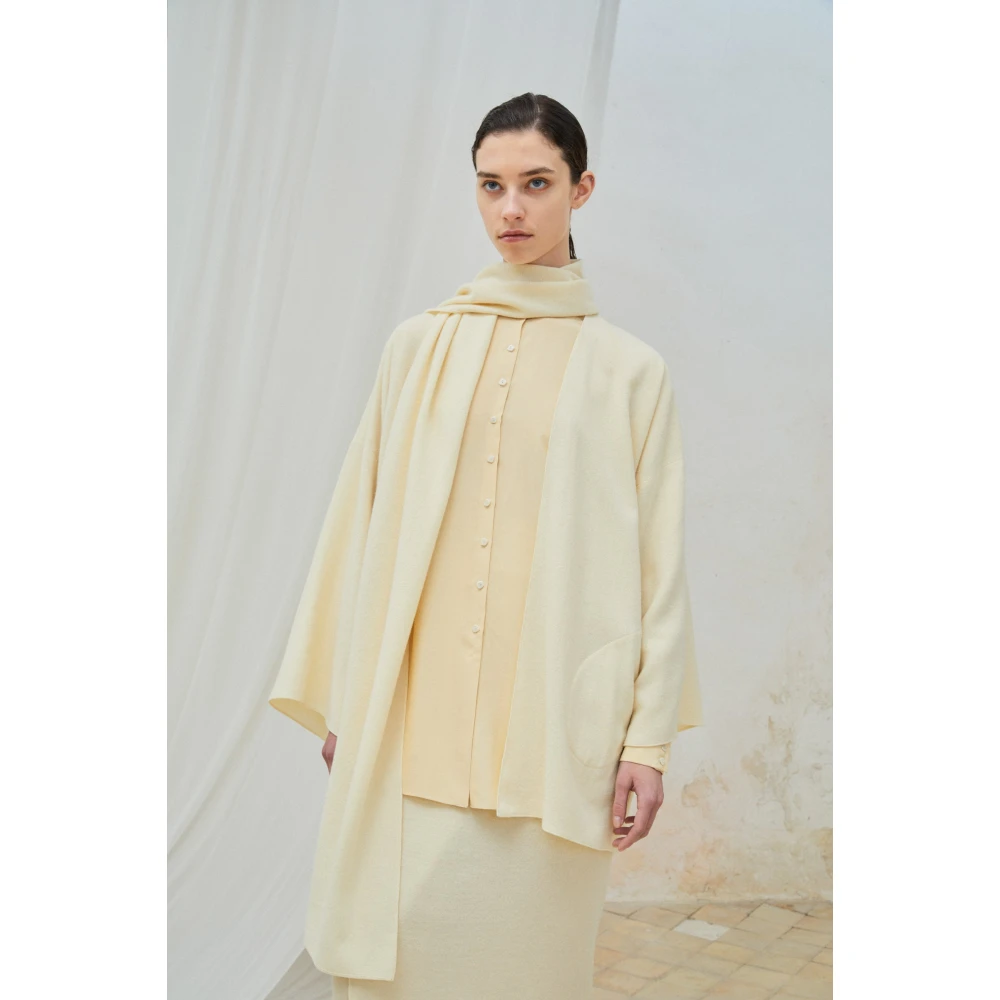 Cortana Yak Wol Shawl Kraag Jas Beige Dames