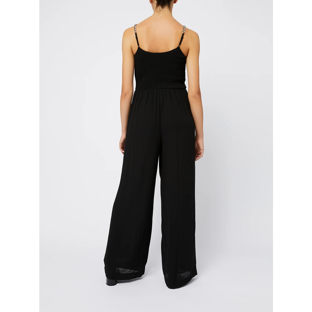 Michael Kors Chain Jumpsuit Wijde Pijpen Black Dames