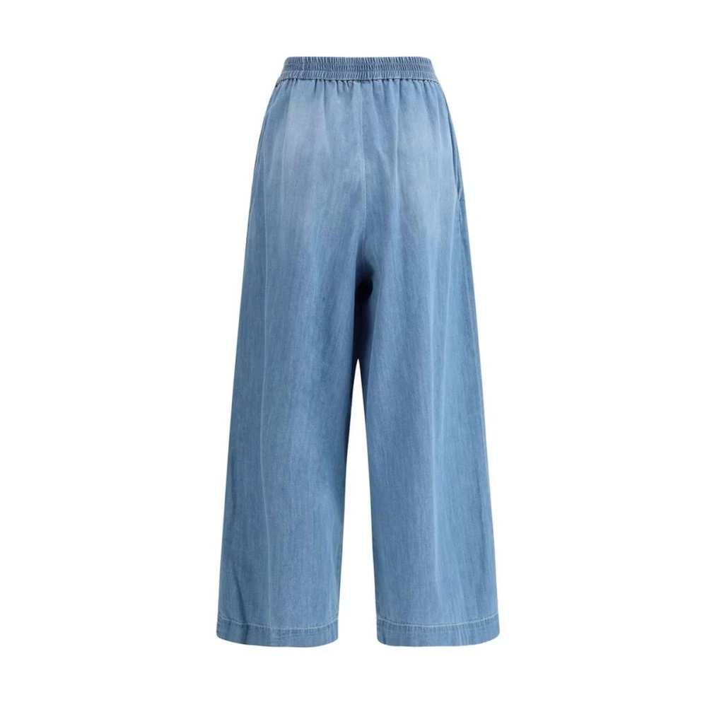 Fabiana Filippi Wijde Denim Broek met Elastische Tailleband Blue Dames