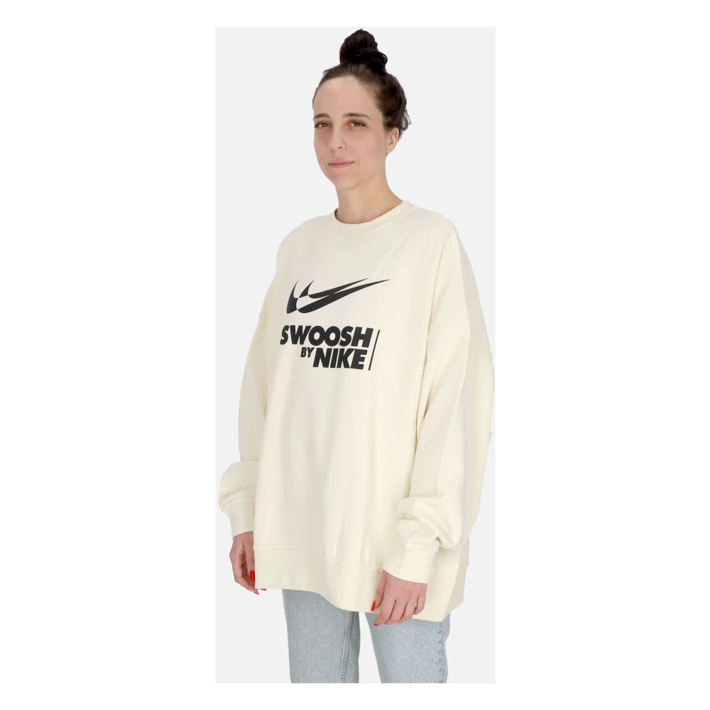 Nike Crewneck Sweatshirt met Groot Logo Beige Dames