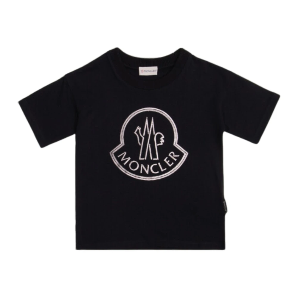 Moncler Svart T-shirt med Fiskbenslogo Black, Flicka