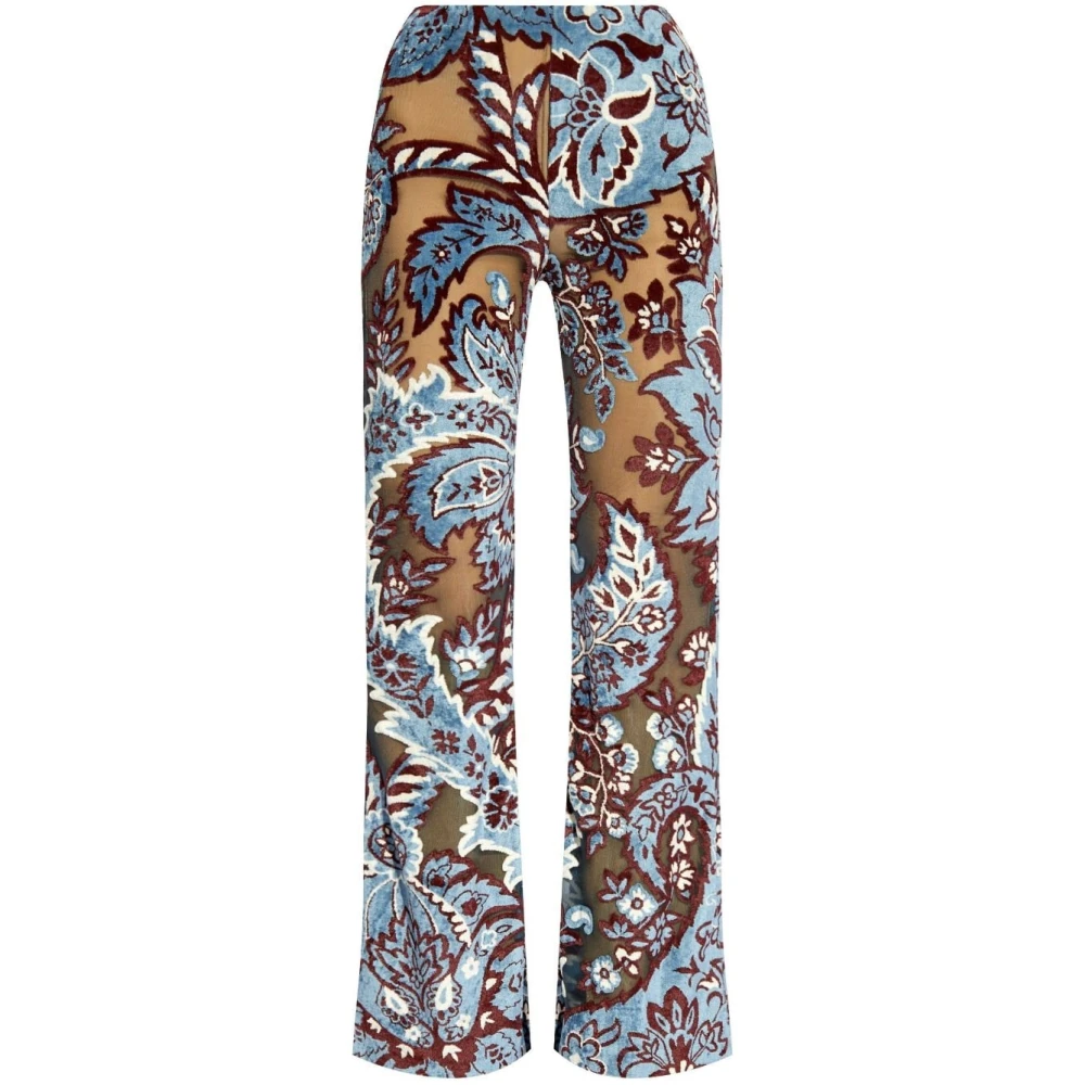 ETRO Bloemen Flare Hoge Taille Broek Multicolor Dames