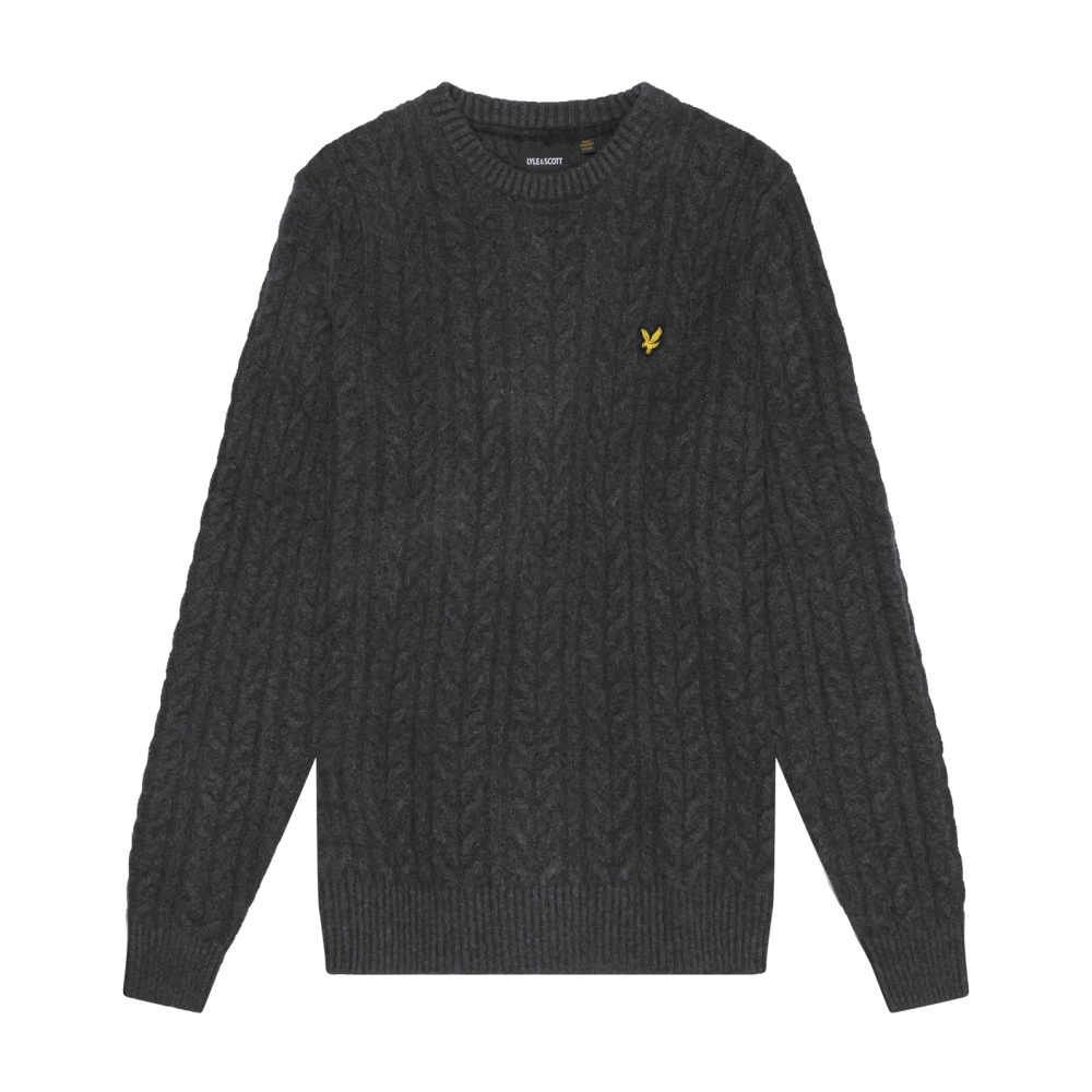 Lyle & Scott Gebreide kabel ronde hals trui Gray Heren