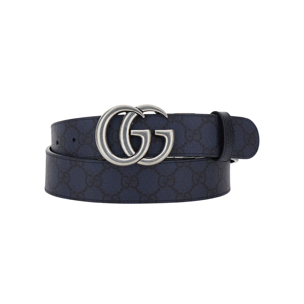 Gucci Reversible GG Logo Riem Blauw Canvas Blue Heren