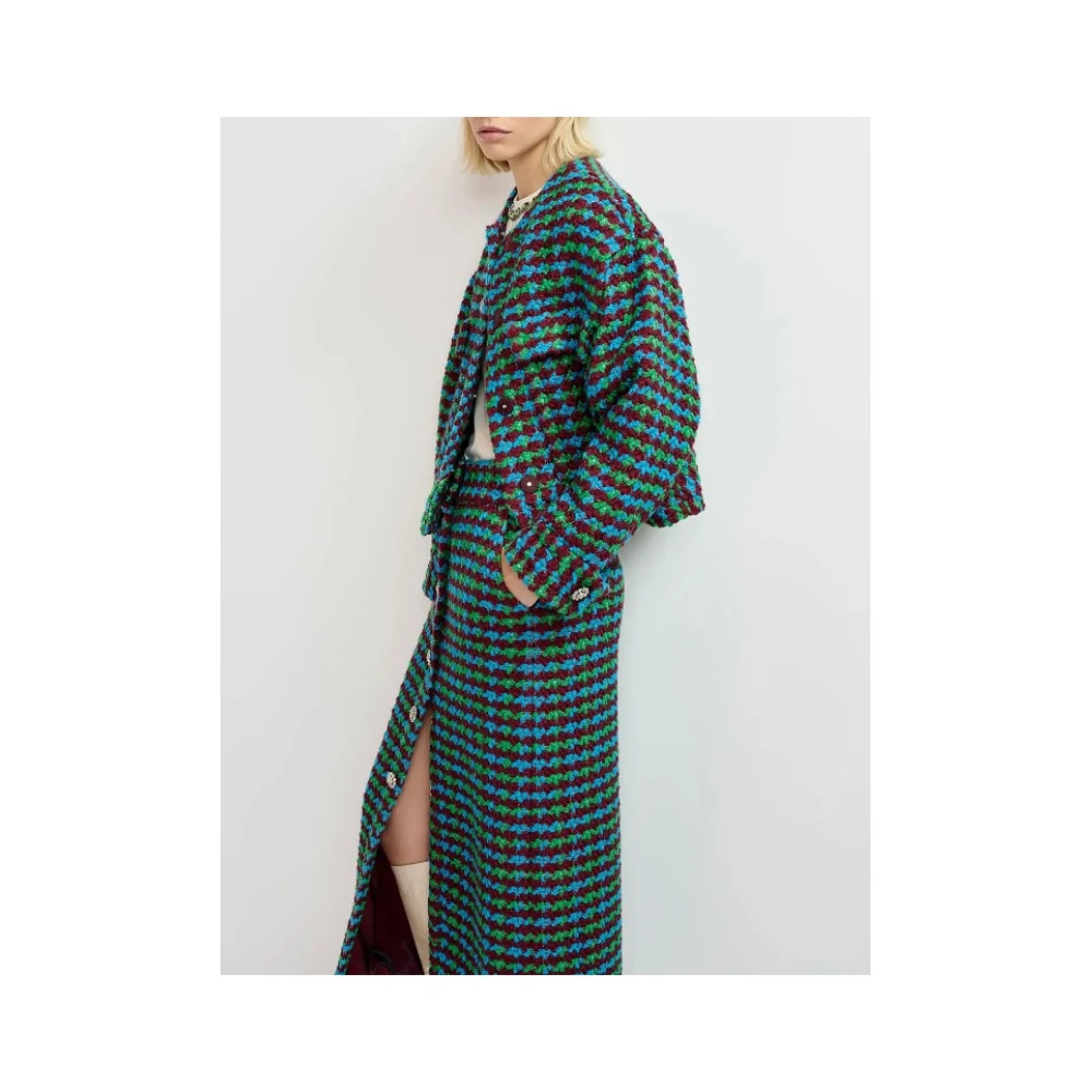 Essentiel Antwerp Groene Tweed Oversized Vest Multicolor Dames