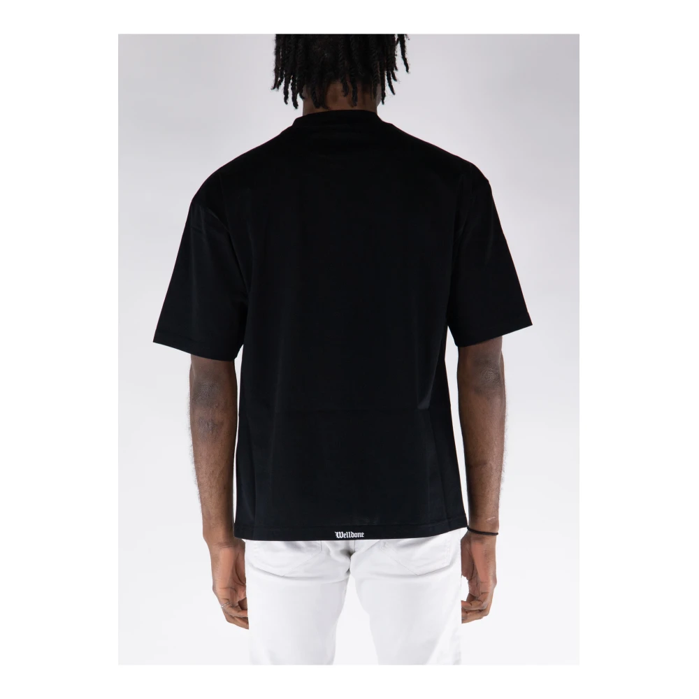 We11Done Gothic Logo Print T-Shirt Black Heren