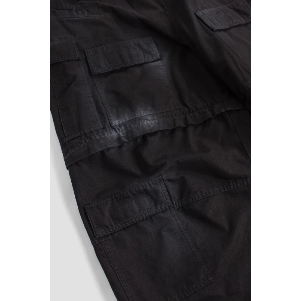 Balenciaga Zwarte Wide-Leg Cargo Broek Black Heren