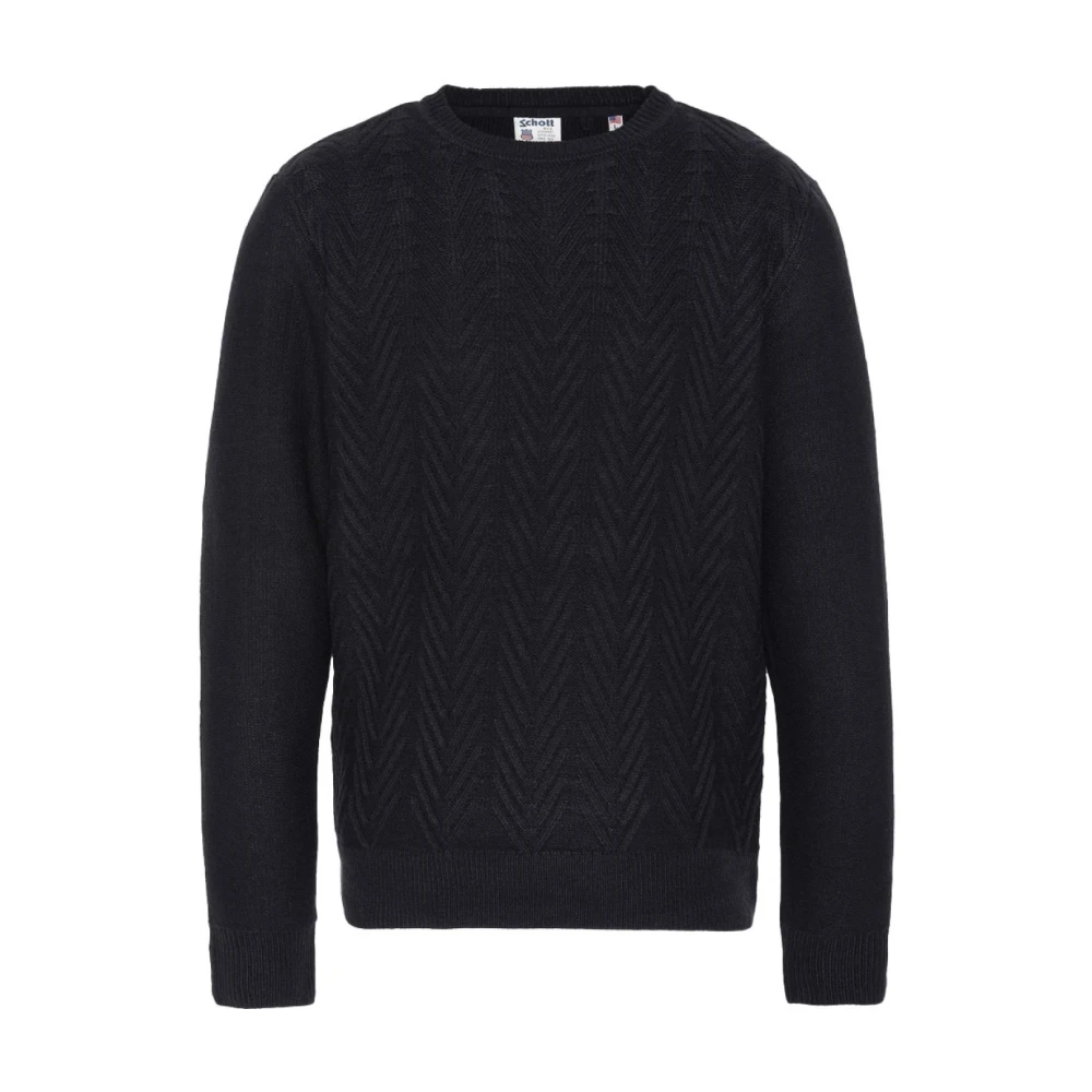 Schott NYC Ronde hals trui Tons: Zwart Black Heren