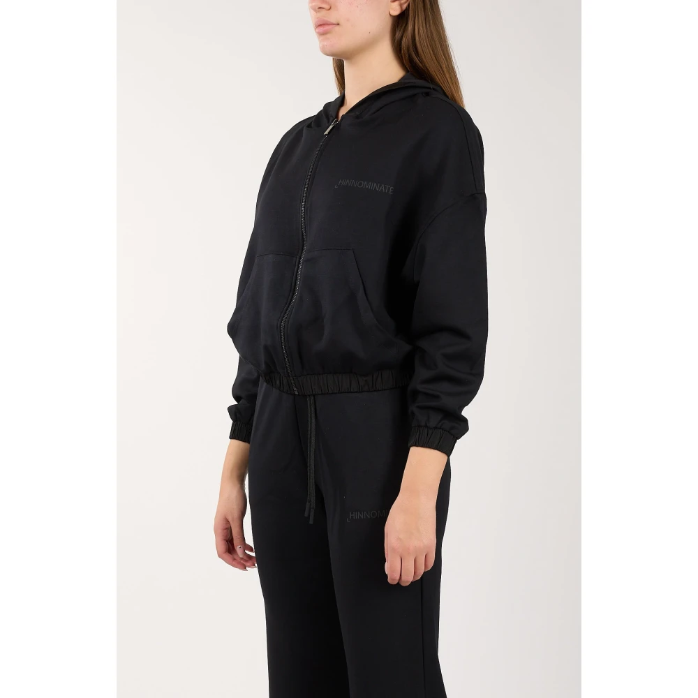 Hinnominate Hoodie met Nylon Inzetstukken Black Dames