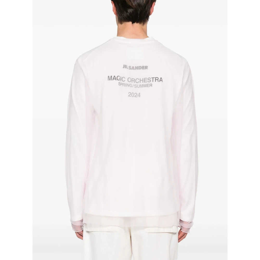 Jil Sander Gelaagd katoenen T-shirt met Chinese pannenkoek effect White Heren