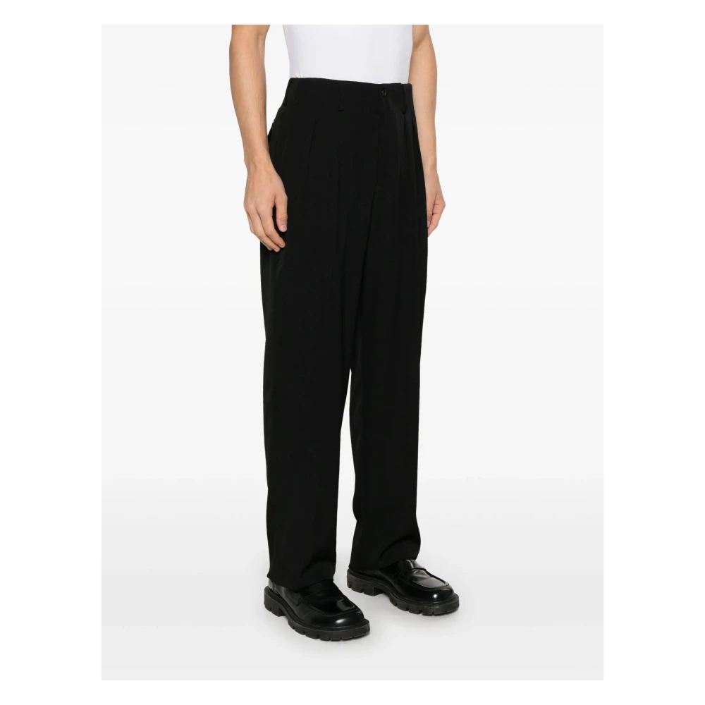 Yohji Yamamoto Luxe wollen broek met artistieke details Black Heren