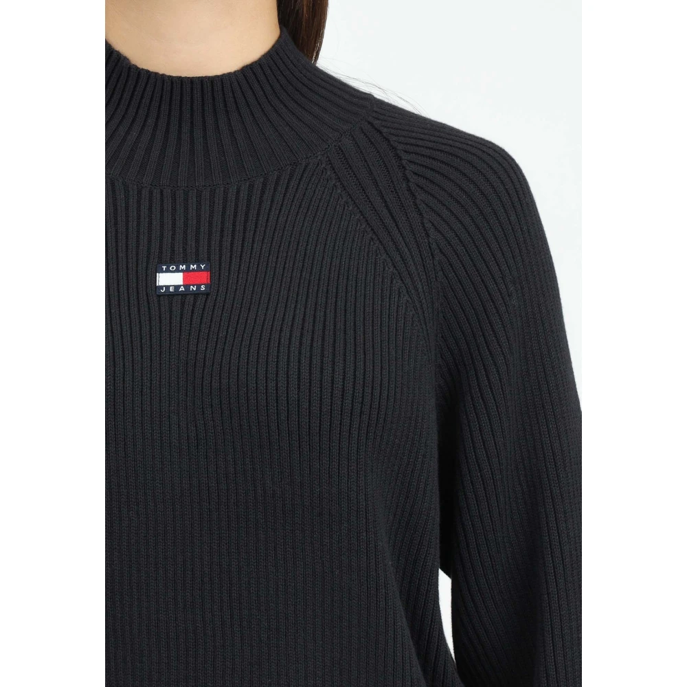 Tommy Jeans Zwarte trui met pofmouwen Black Dames