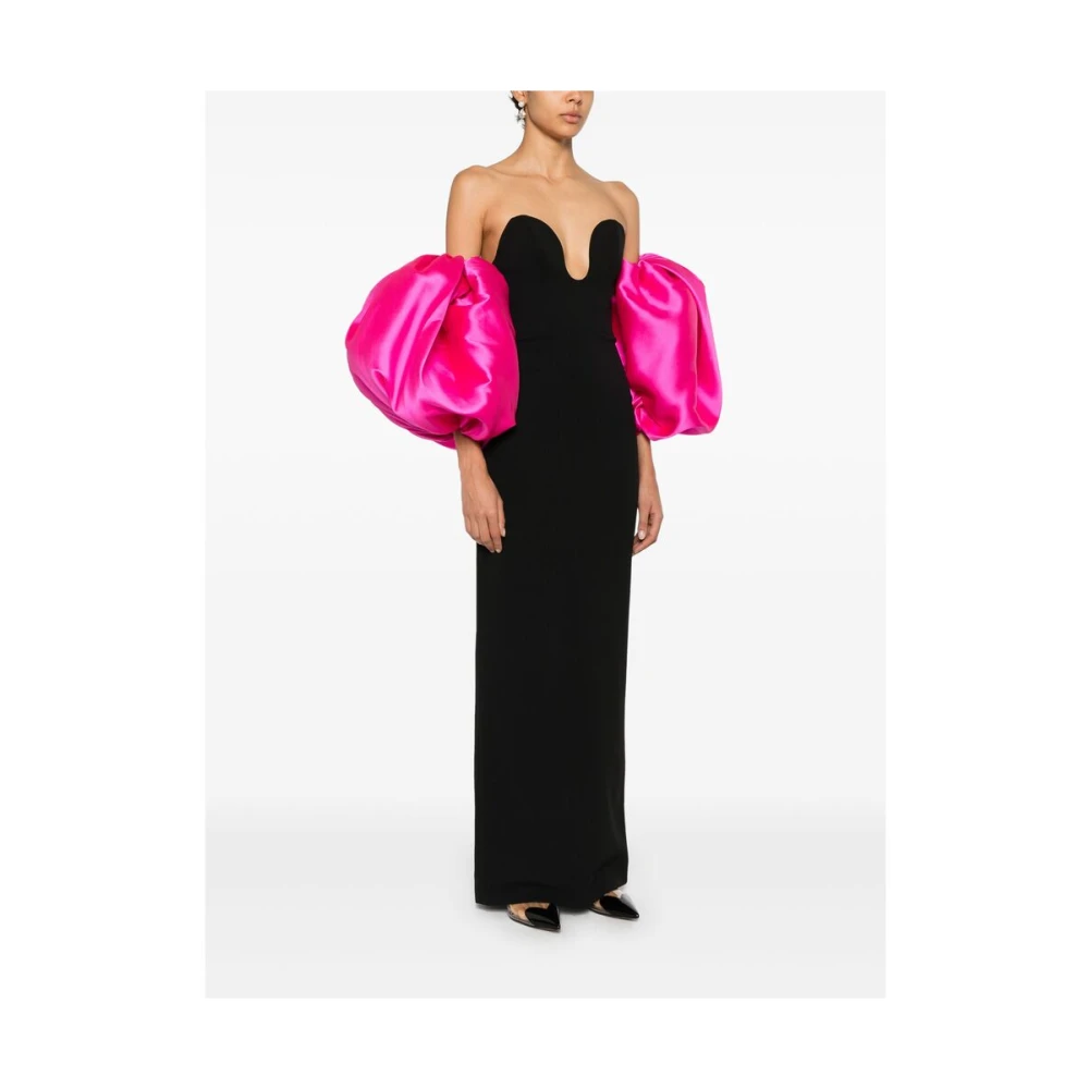 Solace London Zwart Fuchsia Roze Strapless Jurk Black Dames