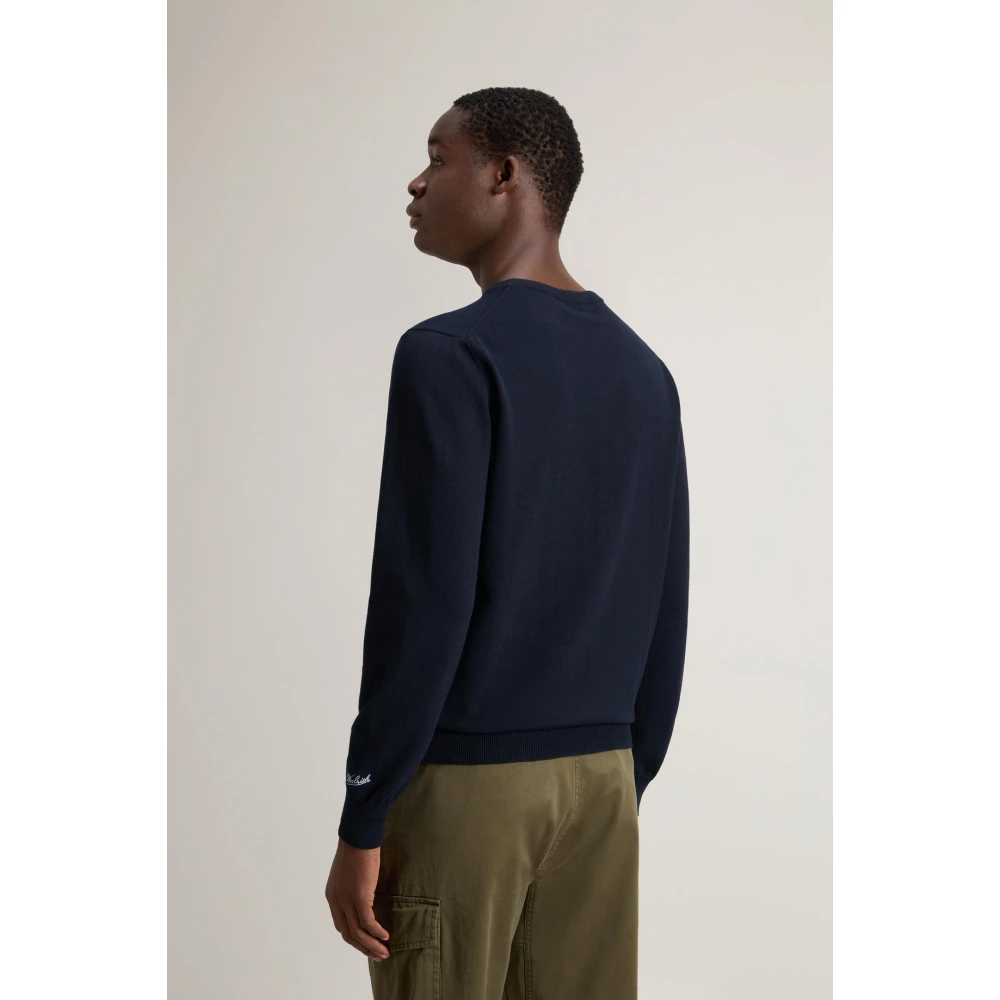 Woolrich Katoenen Crewneck Sweater Blue Heren