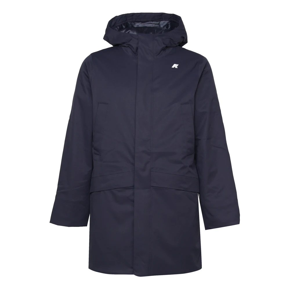 K-Way Navy Trench Coat med huva Blue, Herr