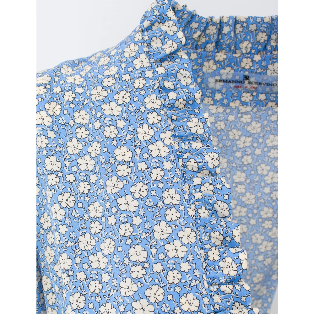 Ermanno Scervino Bloemen Midi Jurk voor de Lente Blue Dames