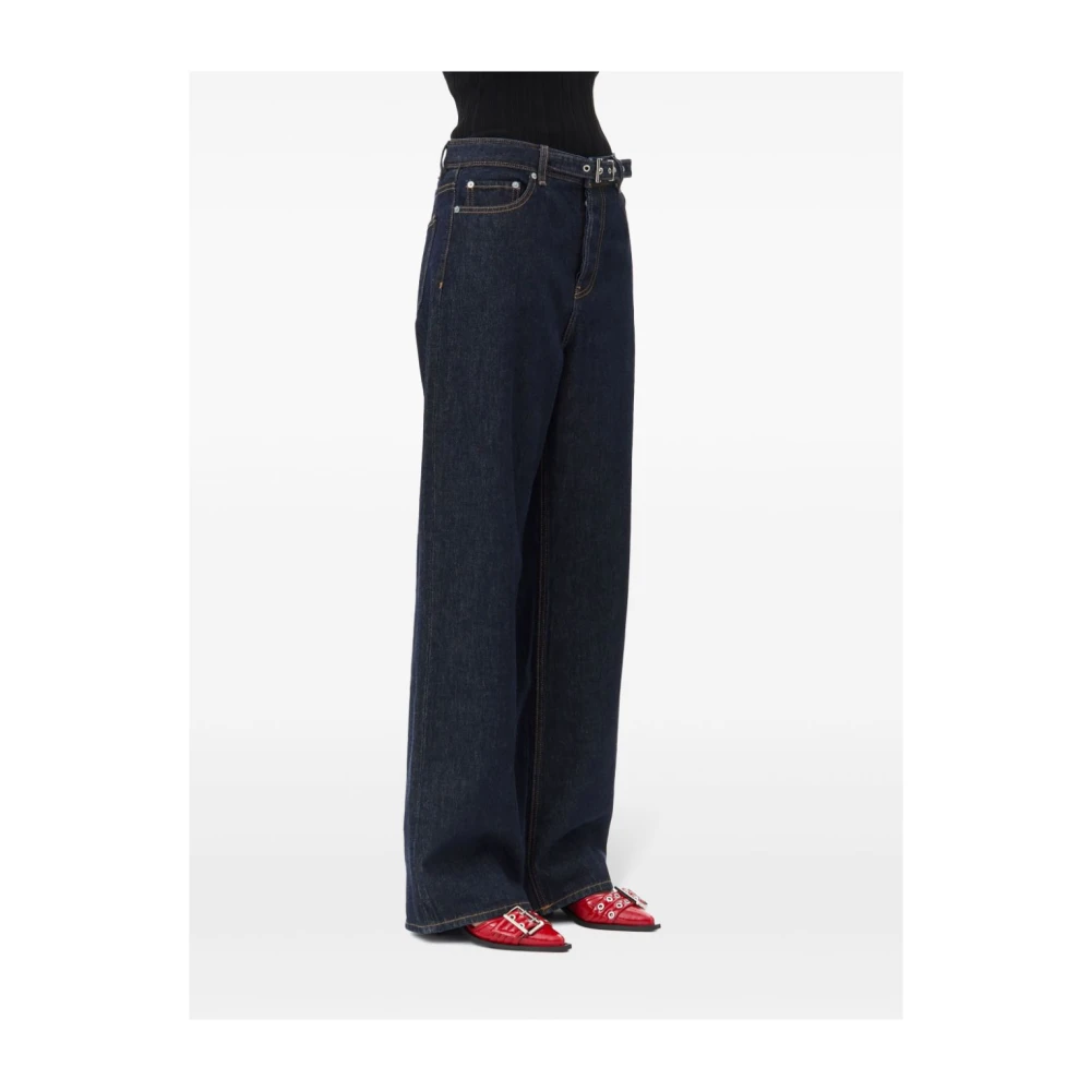 Ganni Blauwe Denim Wide Leg Jeans Blue Dames