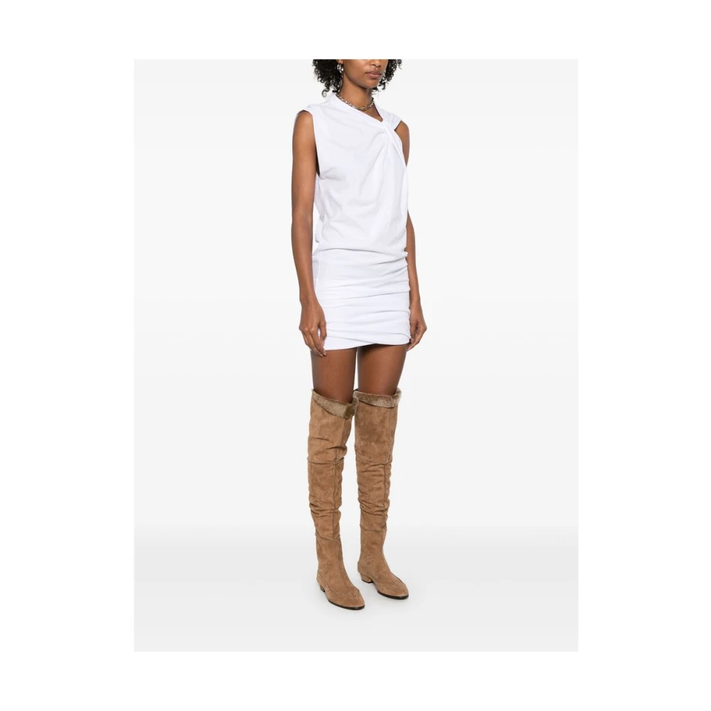 Isabel marant Witte Knoopdetails Asymmetrische Hals Jurk White Dames