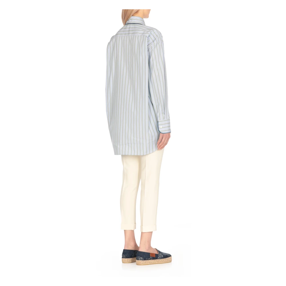 ETRO Lichtblauw Gestreept Katoenen Overhemd Blue Dames