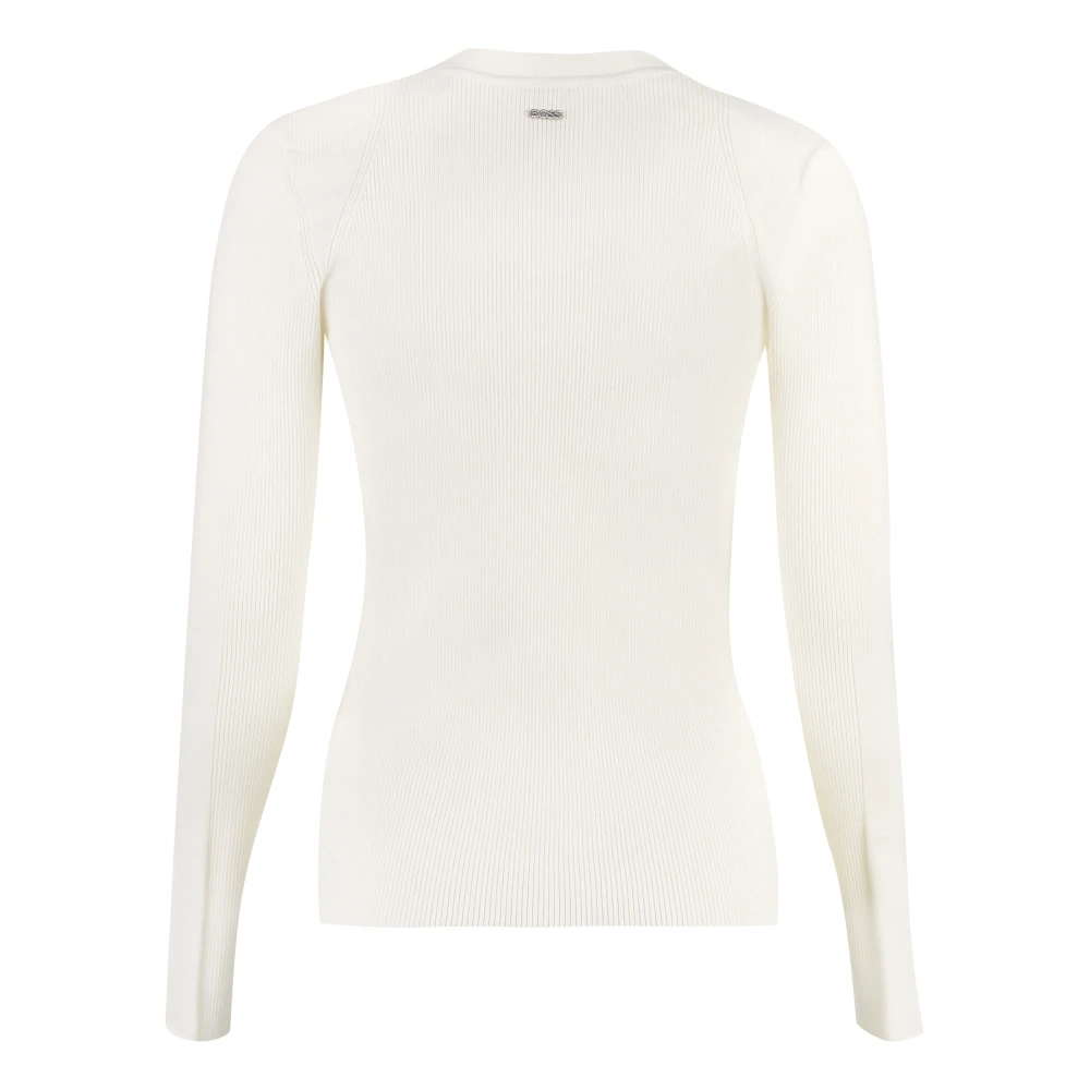 Hugo Boss Slim Fit Ribtrui White Dames