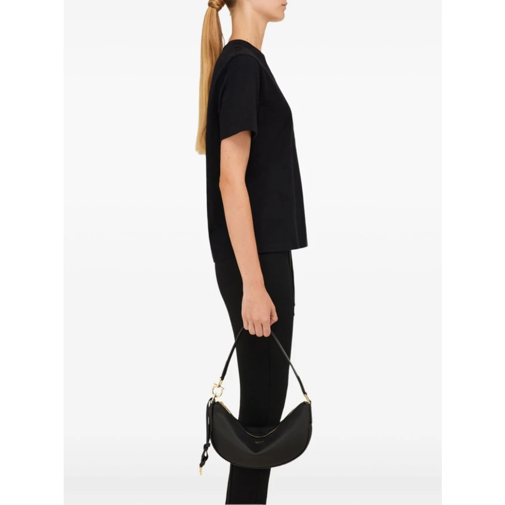 Salvatore Ferragamo Zwarte Hobo Leren Tas met Gouden Hardware Black Dames