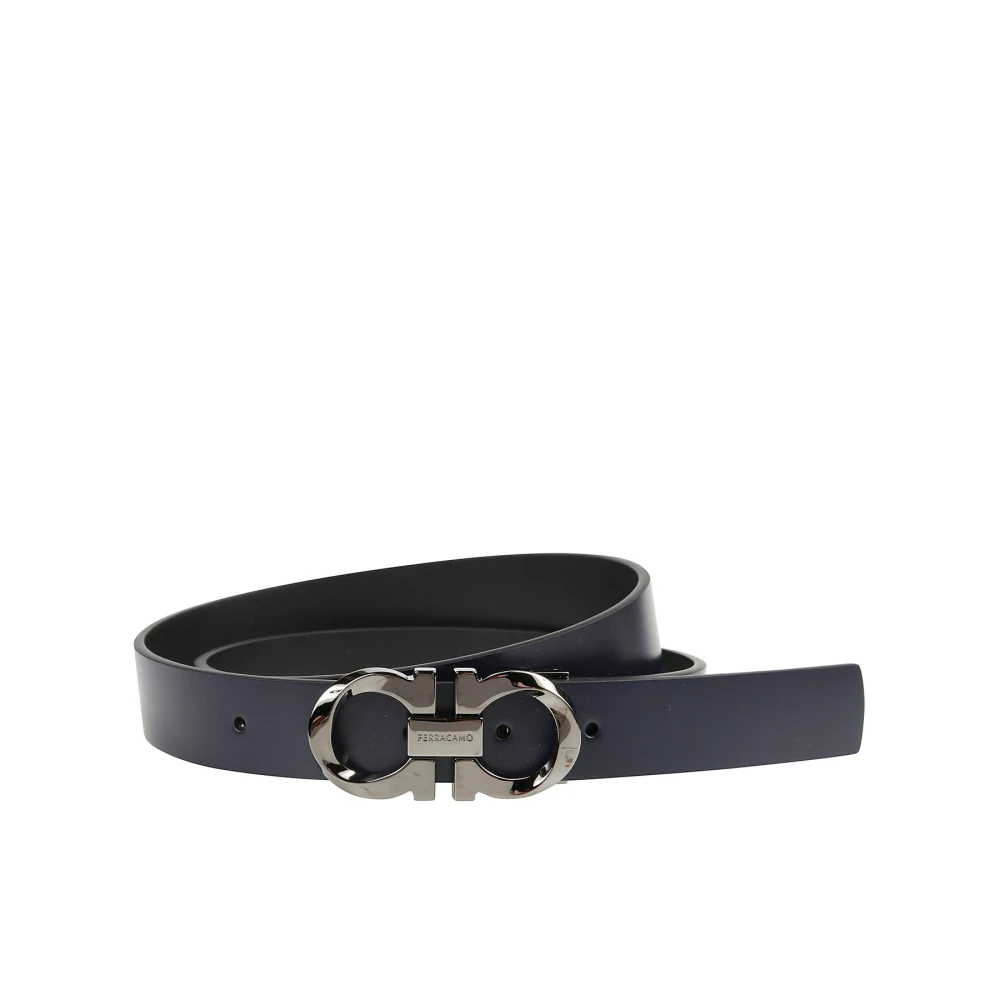 Salvatore Ferragamo Stijlvolle leren riem voor mannen Black Heren